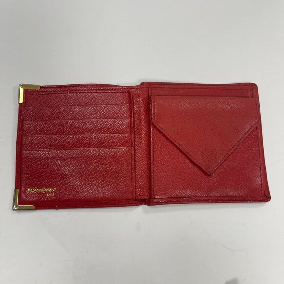 Yves Saint Laurent (YSL) Vintage Red Leather Compact Bifold Wallet - Preowned - Picture 4 of 11